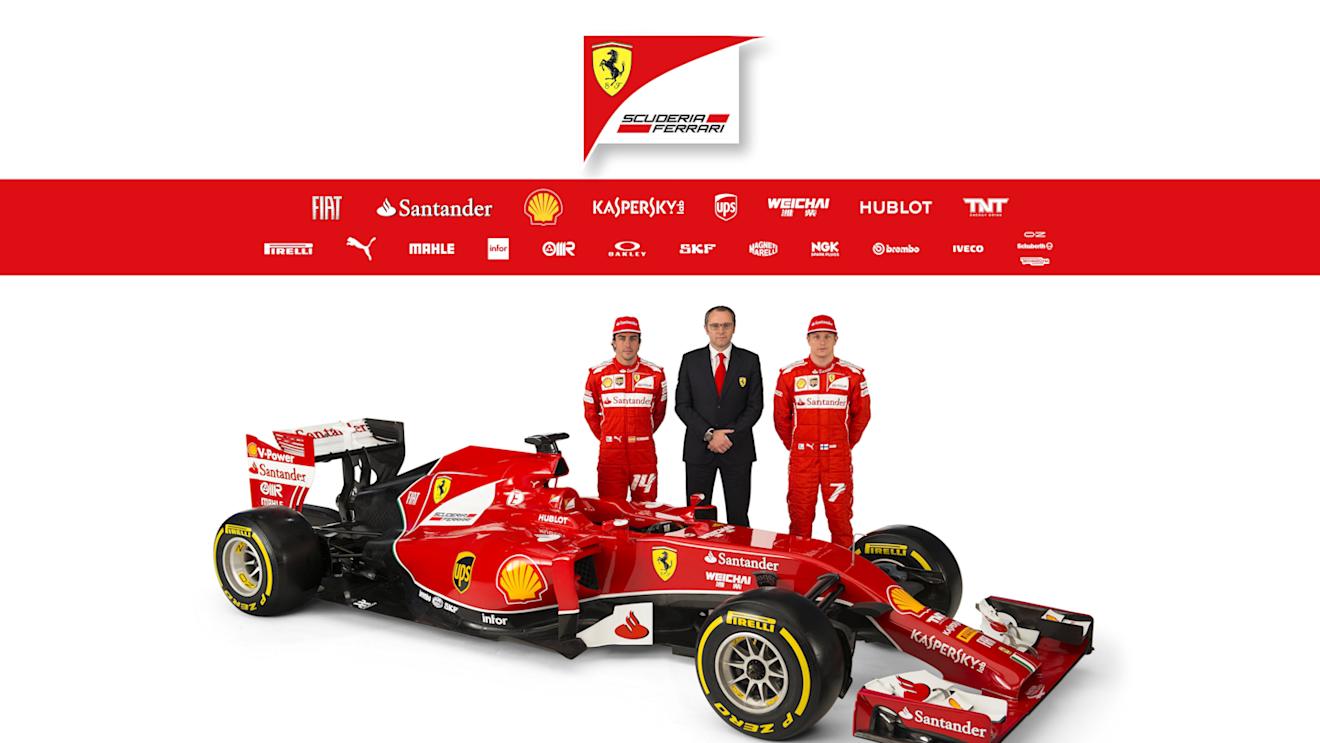 Fernando Alonso, Stefano Domenicali and Kimi Raikkonen with the Ferrari F14 T. © Ferrari