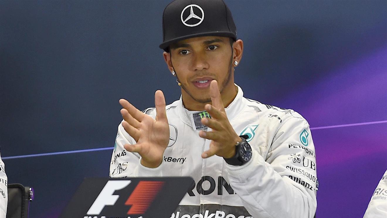 Lewis Hamilton (GBR) Mercedes AMG F1 in the Press Conference. Formula One World Championship, Rd16, Russian Grand Prix, Qualifying, Sochi Autodrom, Sochi, Krasnodar Krai, Russia, Saturday, 11 October 2014