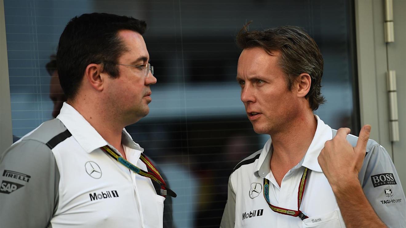 (L to R): Eric Boullier (FRA) McLaren Racing Director and Sam Michael (AUS) McLaren Sporting Director. Formula One World Championship, Rd16, Russian Grand Prix, Qualifying, Sochi Autodrom, Sochi, Krasnodar Krai, Russia, Saturday, 11 October 2014
