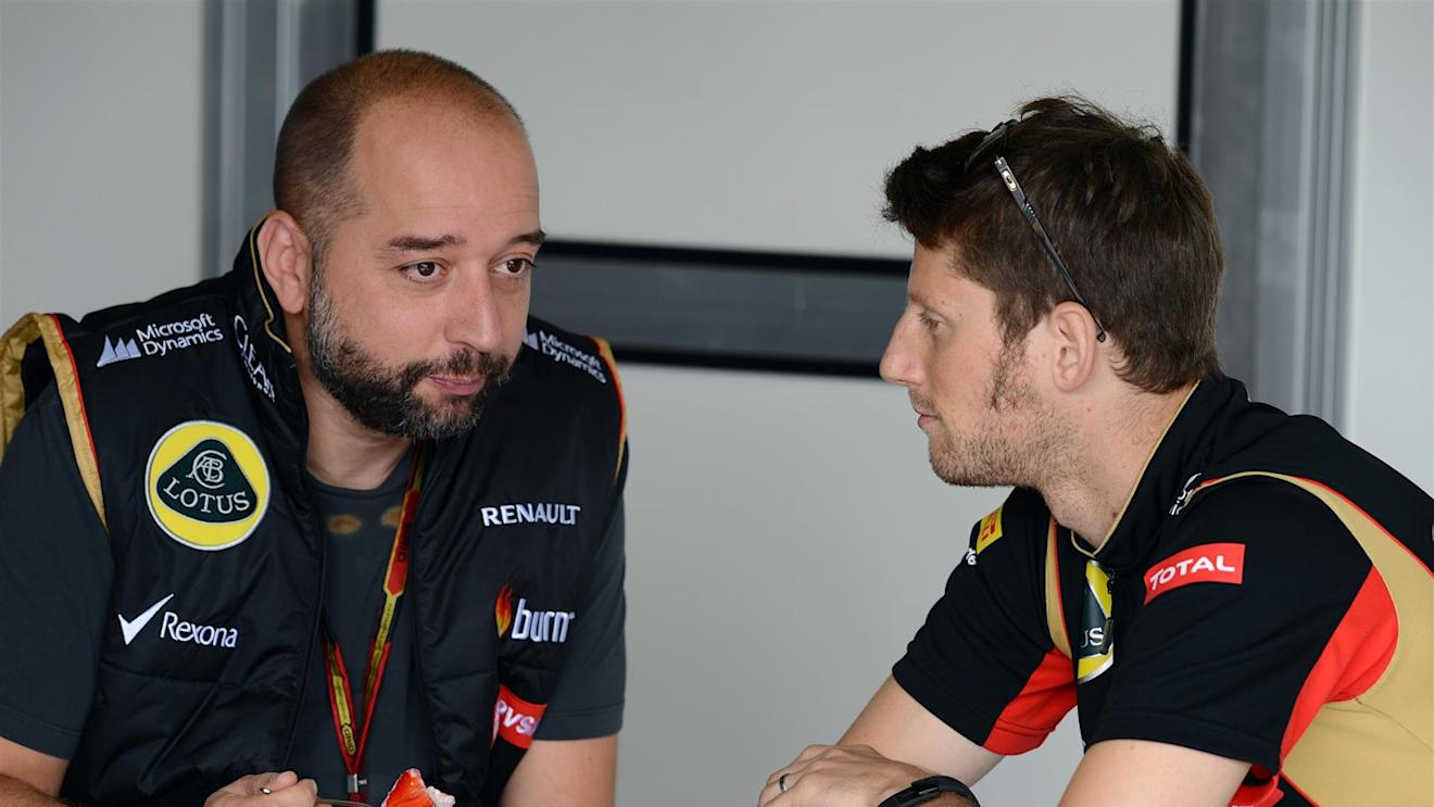 (L to R): Gerard Lopez (FRA) Genii Capital and Romain Grosjean (FRA) Lotus F1 Team. Formula One World Championship, Rd18, Brazilian Grand Prix, Qualifying, Sao Paulo, Brazil, Sunday, 9 November 2014