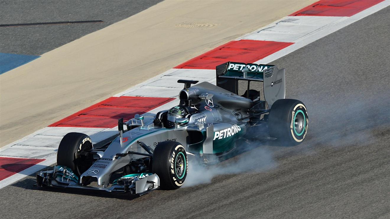 Nico Rosberg (GER) Mercedes AMG F1 W05 locks up. Formula One Testing, Day Two, Bahrain International Circuit, Sakhir, Bahrain, Thursday, 20 February 2014© Sutton Images. No reproduction without permission