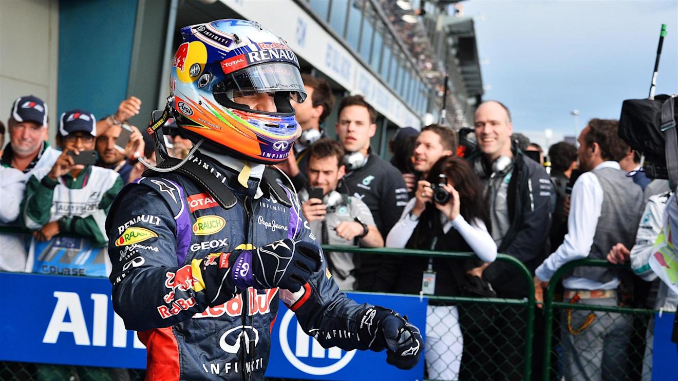 Second placed Daniel Ricciardo (AUS) Red Bull Racing celebrates in parc ferme. Formula One World Championship, Rd1, Australian Grand Prix, Race, Albert Park, Melbourne, Australia, Sunday, 16 March 2014. © Sutton Images
