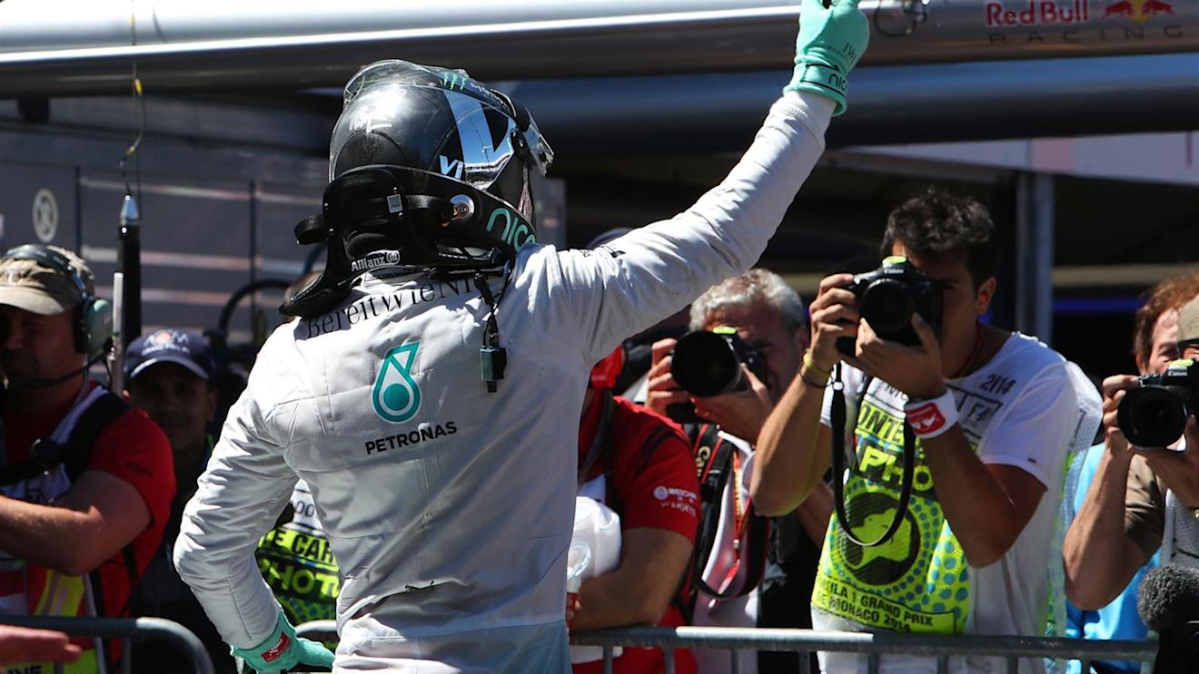 Pole sitter Nico Rosberg (GER) Mercedes AMG F1 celebrates in parc ferme. Formula One World Championship, Rd6, Monaco Grand Prix, Qualifying, Monte-Carlo, Monaco, Saturday, 24 May 2014. © Sutton Images