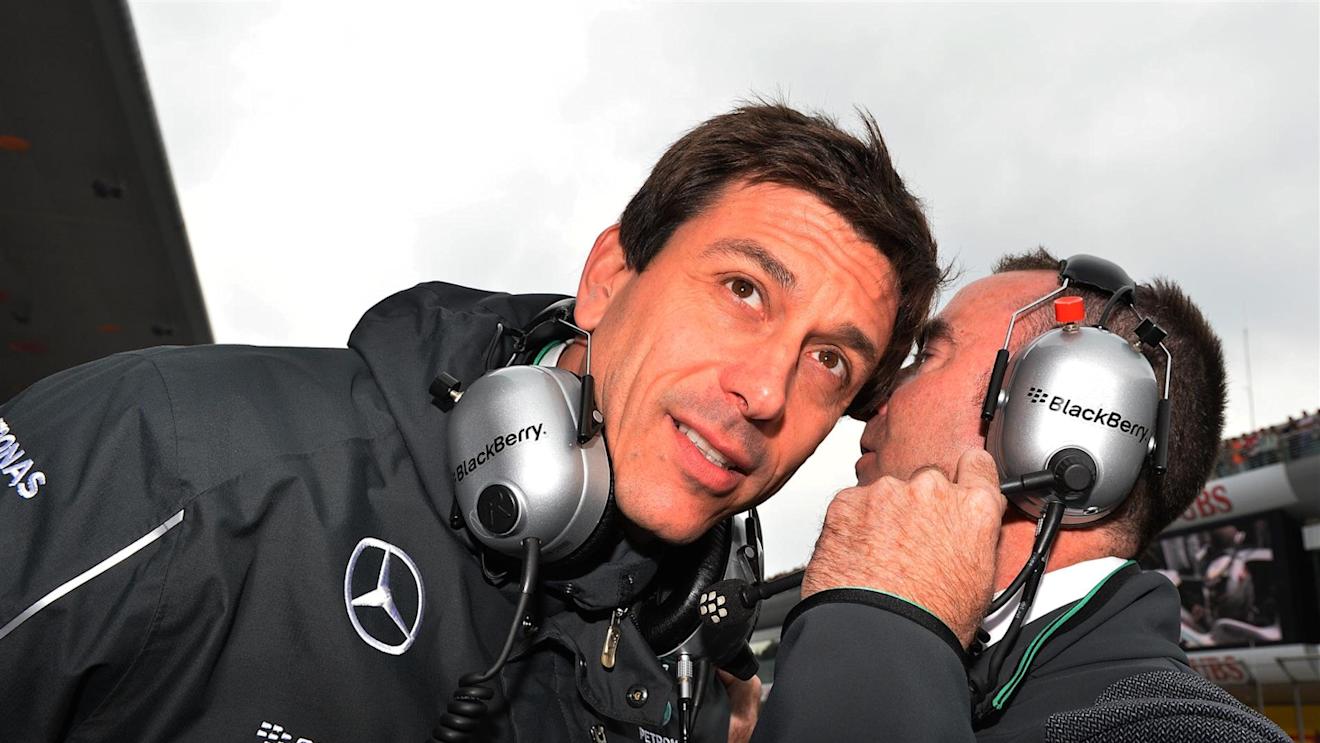 Toto Wolff (AUT) Mercedes AMG F1 Director of Motorsport and Paddy Lowe (GBR) Mercedes AMG F1 Executive Director (Technical) on the grid. Formula One World Championship, Rd4, Chinese Grand Prix, Race, Shanghai, China, Sunday, 20 April 2014. © Sutton Images