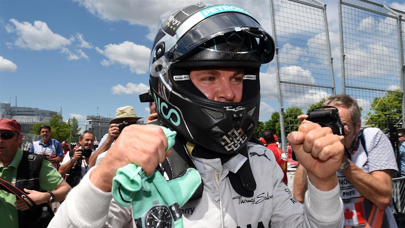 Pole sitter Nico Rosberg (GER) Mercedes AMG F1 celebrates in parc ferme. Formula One World Championship, Rd7, Canadian Grand Prix, Qualifying, Montreal, Canada, Saturday, 7 June 2014. © Sutton Images