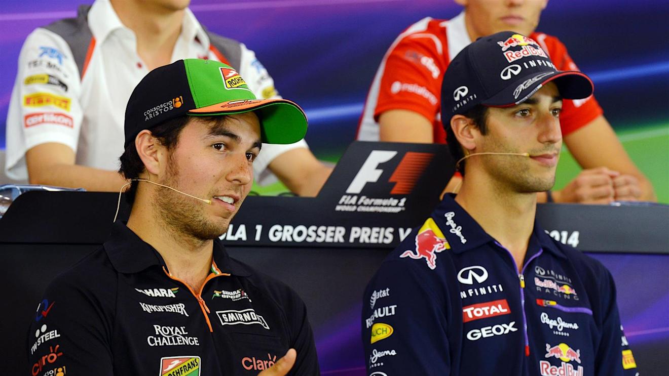 (L to R): Sergio Perez (MEX) Force India and Daniel Ricciardo (AUS) Red Bull Racing in the Press Conference. Formula One World Championship, Rd8, Austrian Grand Prix, Preparations, Spielberg, Austria, Thursday, 19 June 2014. © Sutton Images