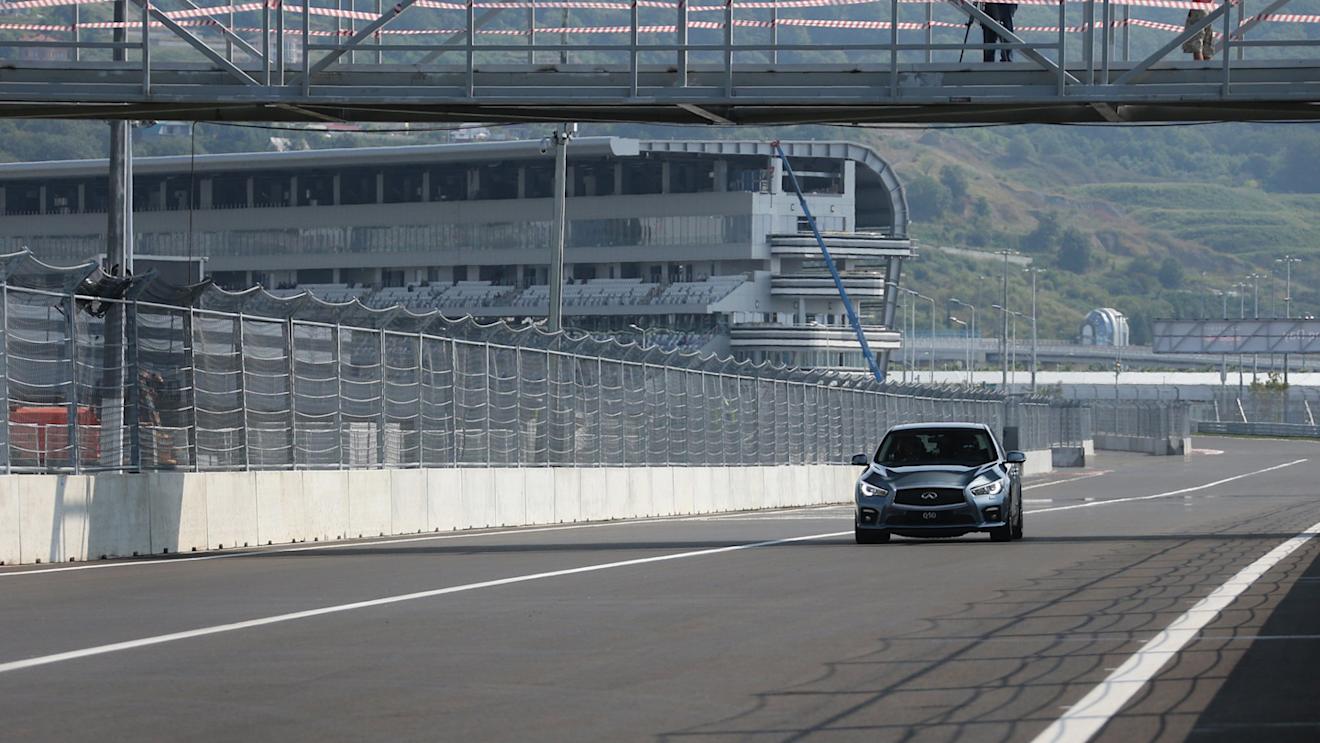 Sebastian Vettel becomes first Formula One driver to sample the full Sochi Autodrom circuit in Russia. © Sochi Autodrom