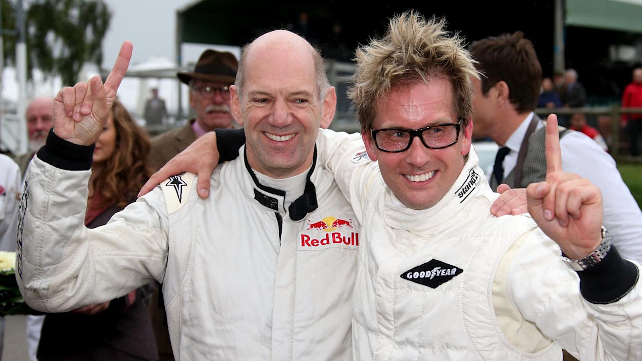 (L to R): Adrian Newey (GBR) Red Bull Racing Chief Technical Officer and Kenny Brack (SWE) Ford GT40 celebrate victory in the Whitsun Trophy. Goodwood Revival, Goodwood, West Sussex, England, 13-15 September 2013. © Sutton Images