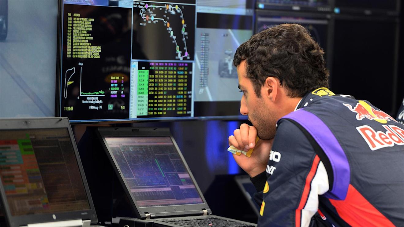 Daniel Ricciardo (AUS) Red Bull Racing looks at data. Formula One World Championship, Rd13, Italian Grand Prix, Monza, Italy, Practice, Friday, 5 September 2014