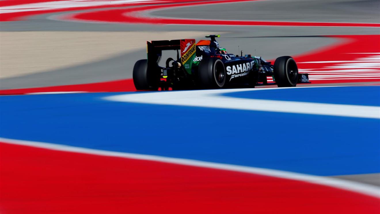 Sergio Perez (MEX) Force India VJM07. Formula One World Championship, Rd17, United States Grand Prix, Practice, Austin, Texas, USA, Friday, 31 October 2014