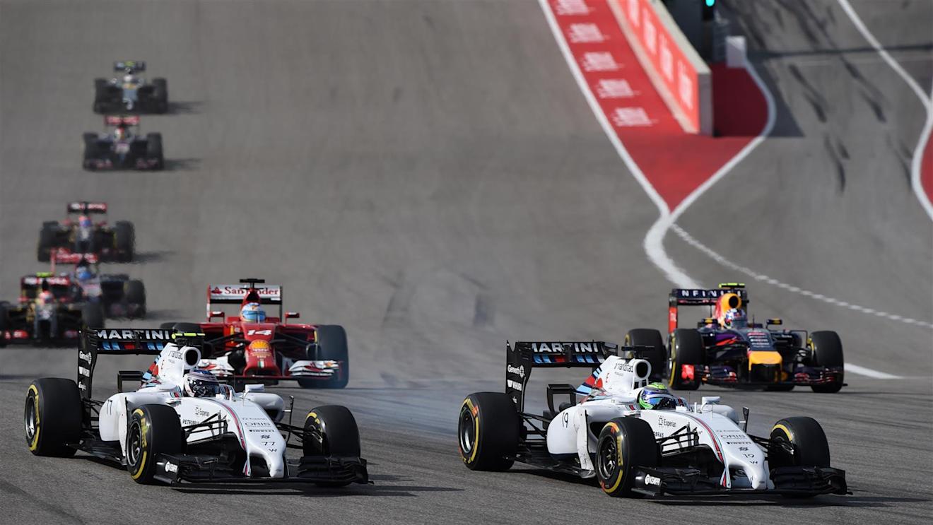 Valtteri Bottas (FIN) Williams FW36 and Felipe Massa (BRA) Williams FW36 battle. Formula One World Championship, Rd17, United States Grand Prix, Race, Austin, Texas, USA, Sunday, 2 November 2014