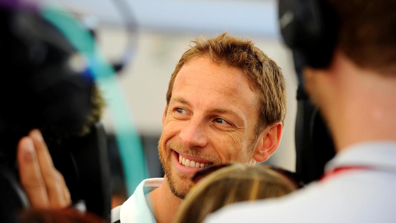 Jenson Button (GBR) McLaren gives an interview to the media. Formula One World Championship, Rd19, Abu Dhabi Grand Prix, Preparations, Yas Marina Circuit, Abu Dhabi, UAE, Thursday, 20 November 2014