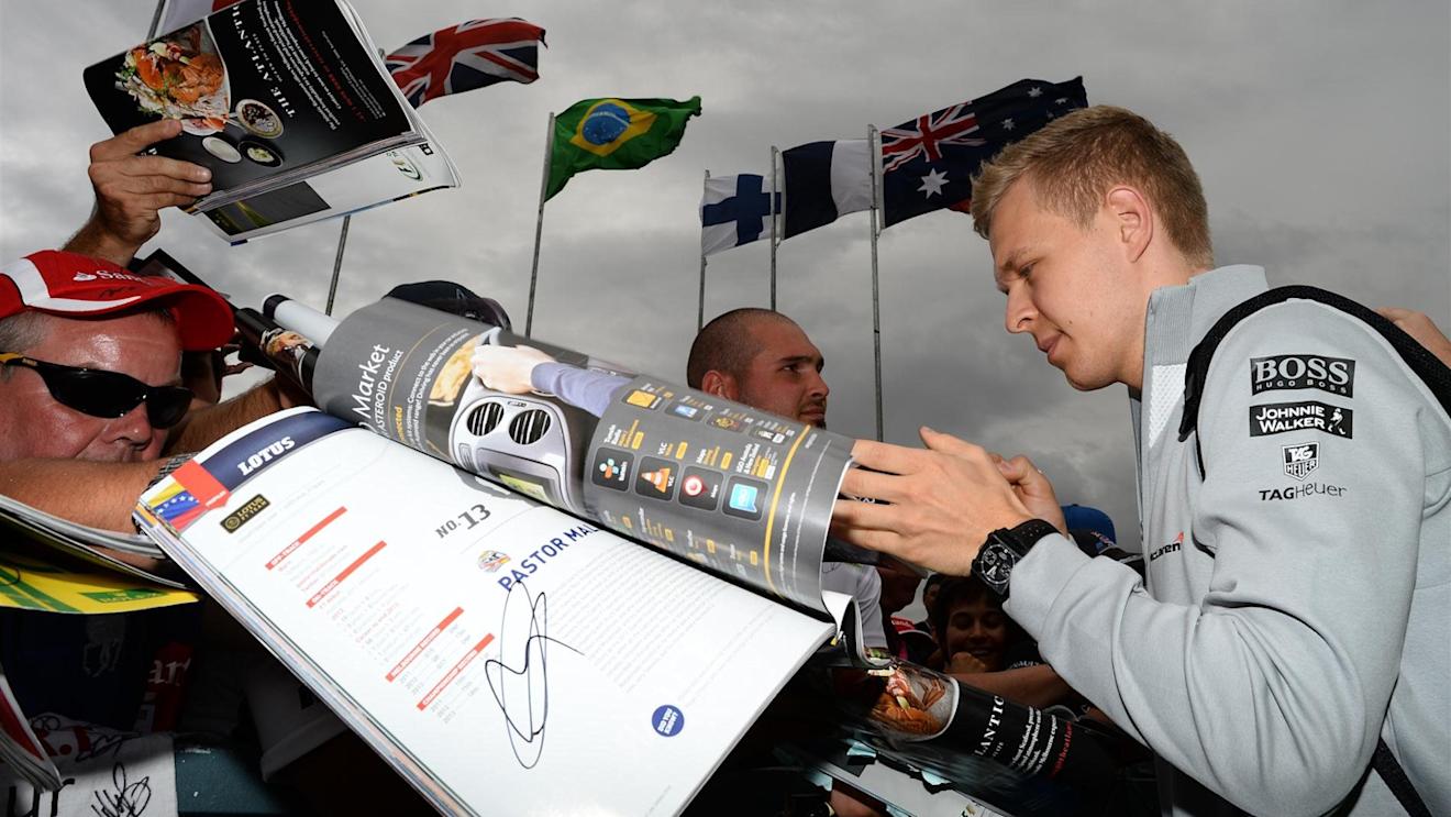 Kevin Magnussen (DEN) McLaren signs autographs for the fans. Formula One World Championship, Rd1, Australian Grand Prix, Qualifying, Albert Park, Melbourne, Australia, Saturday, 15 March 2014
