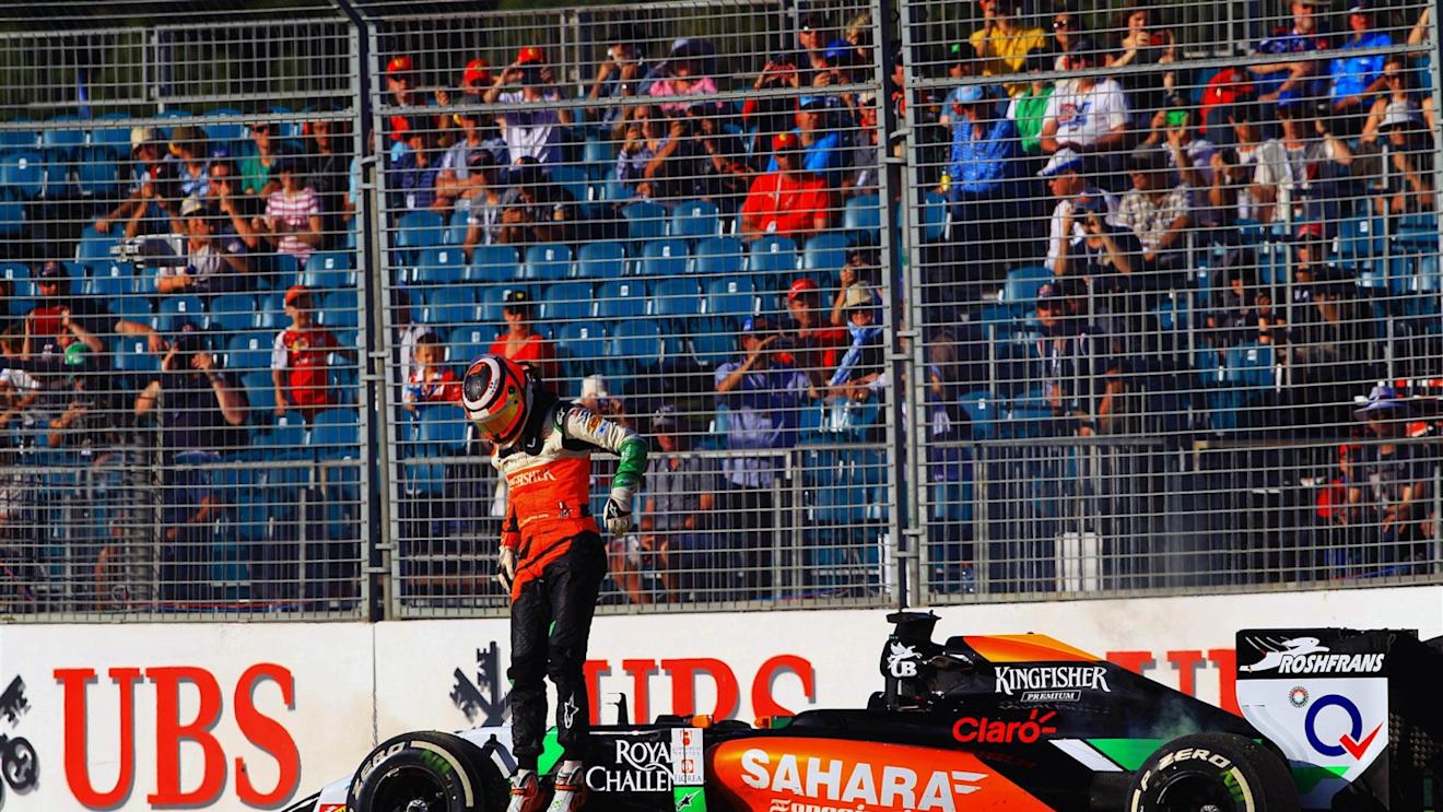 Nico Hulkenberg (GER) Force India VJM07 in the gravel. Formula One World Championship, Rd1, Australian Grand Prix, Practice, Albert Park, Melbourne, Australia, Friday, 14 March 2014