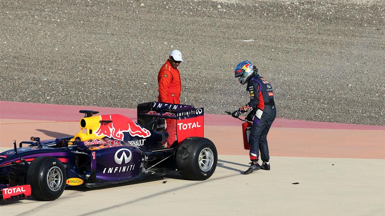 Sebastian Vettel (GER) Red Bull Racing RB10 stops out on track. Formula One Testing, Day One, Bahrain International Circuit, Sakhir, Bahrain, Wednesday, 19 February 2014