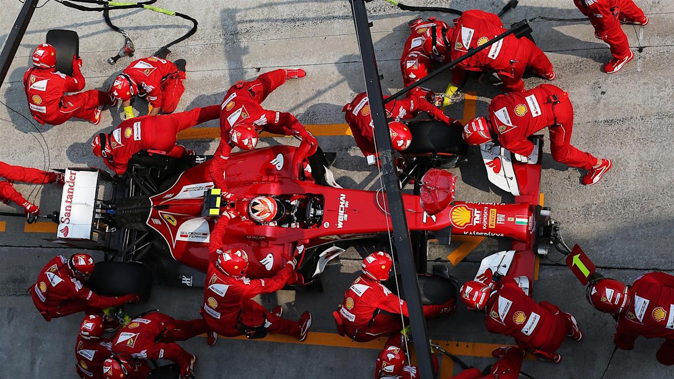 Kimi Raikkonen (FIN) Ferrari F14 T makes a pit stop. Formula One World Championship, Rd2, Malaysian Grand Prix, Race, Sepang, Malaysia, Sunday, 30 March 2014