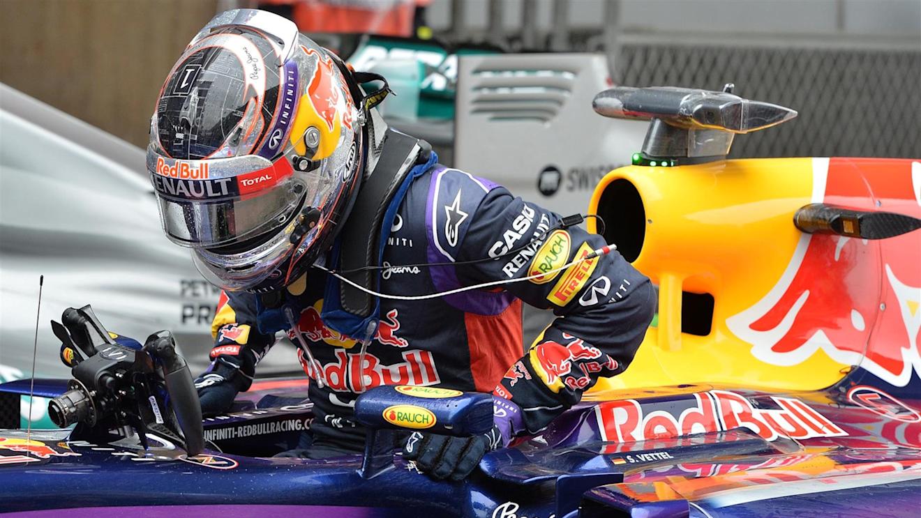 Sebastian Vettel (GER) Red Bull Racing RB10 in parc ferme. Formula One World Championship, Rd4, Chinese Grand Prix, Qualifying, Shanghai, China, Saturday, 19 April 2014