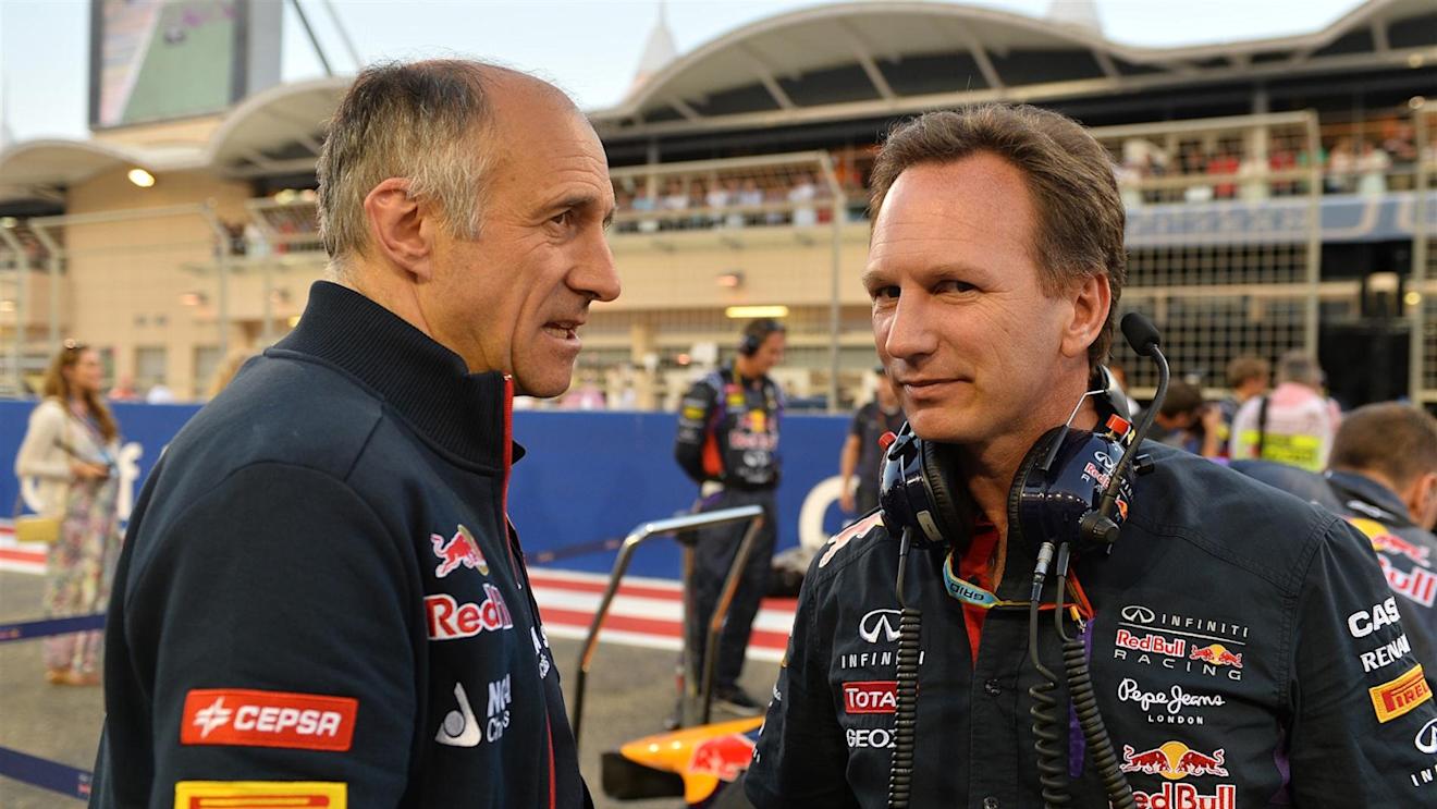 Franz Tost (AUT) Scuderia Toro Rosso Team Principal and Christian Horner (GBR) Red Bull Racing Team Principal on the grid. Formula One World Championship, Rd3, Bahrain Grand Prix, Race, Bahrain International Circuit, Sakhir, Bahrain, Sunday, 6 April 2014