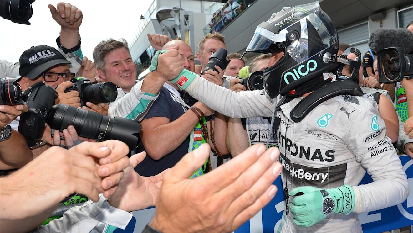 Race winner Nico Rosberg (GER) Mercedes AMG F1 celebrates in parc ferme. Formula One World Championship, Rd8, Austrian Grand Prix, Race, Spielberg, Austria, Sunday, 22 June 2014