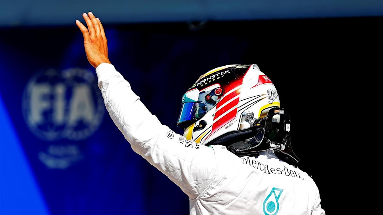 Pole position sitter Lewis Hamilton (GBR) Mercedes AMG F1 celebrates in parc ferme. Formula One World Championship, Rd13, Italian Grand Prix, Monza, Italy, Qualifying, Saturday, 6 September 2014