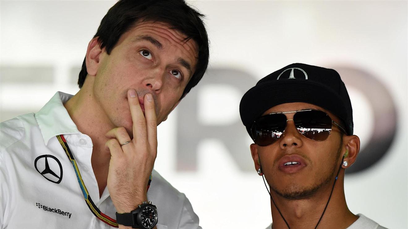 Toto Wolff (AUT) Mercedes AMG F1 Director of Motorsport and Lewis Hamilton (GBR) Mercedes AMG F1. Formula One World Championship, Rd10, German Grand Prix, Practice, Hockenheim, Germany, Friday, 18 July 2014