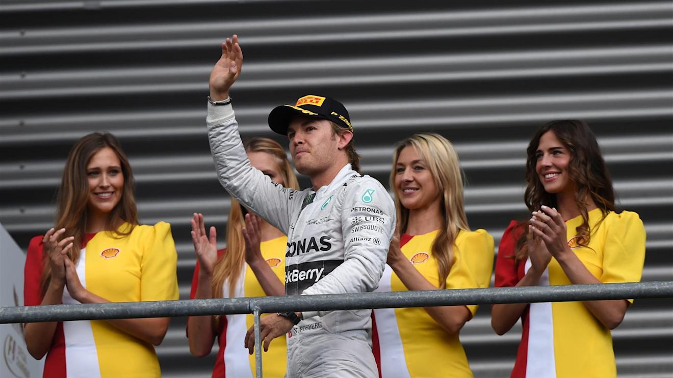 Nico Rosberg (GER) Mercedes AMG F1 celebrates on the podium. Formula One World Championship, Rd12, Belgian Grand Prix, Race Day, Spa-Francorchamps, Belgium, Sunday, 24 August 2014