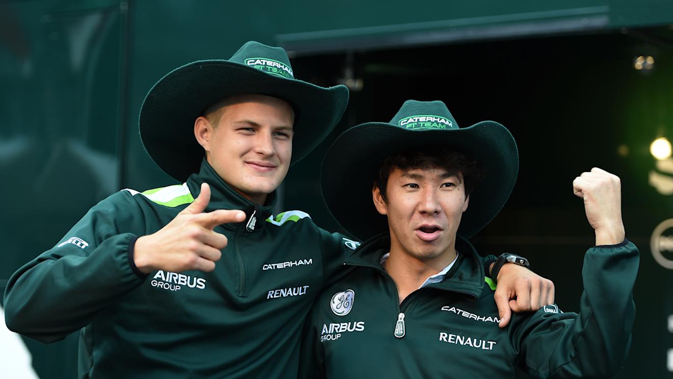Marcus Ericsson (SWE) Caterham and Kamui Kobayashi (JPN) Caterham with USGP cowboy hats.
Formula One World Championship, Rd13, Italian Grand Prix, Monza, Italy, Preparations, Thursday 4 September 2014.
