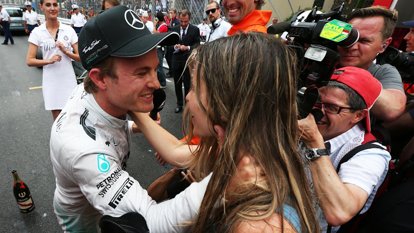 Race winner Nico Rosberg (GER) Mercedes AMG F1 celebrates with girlfriend Vivian Sibold (GER) at the podium. Formula One World Championship, Rd6, Monaco Grand Prix, Race, Monte-Carlo, Monaco, Sunday, 25 May 2014