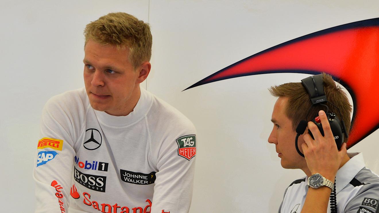Kevin Magnussen (DEN) McLaren and trainer Antti Vierula (FIN). Formula One Testing, Day Three, Bahrain International Circuit, Sakhir, Bahrain, Saturday, 1 March 2014 © Sutton Images. No reproduction without permission