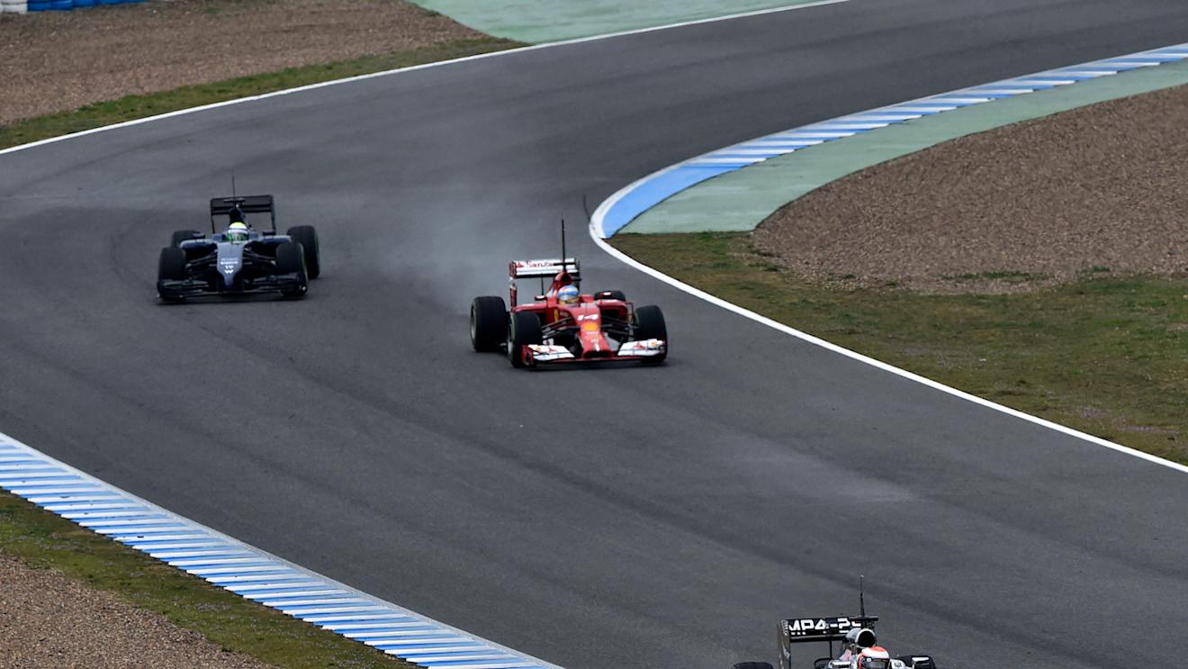 Kevin Magnussen (DEN) McLaren MP4-29 leads Fernando Alonso (ESP) Ferrari F14 T and Felipe Massa (BRA) Williams FW36. Formula One Testing, Jerez, Spain, Day Four, Friday, 31 January 2014 © Sutton Images. No reproduction without permission