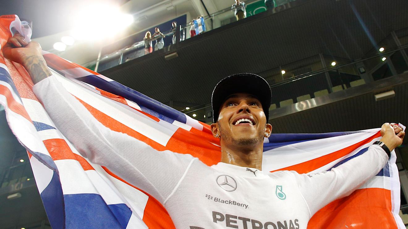 Lewis Hamilton (GBR) Mercedes AMG F1 celebrates.
Formula One World Championship, Rd19, Abu Dhabi Grand Prix, Race, Yas Marina Circuit, Abu Dhabi, UAE, Sunday 23 November 2014.