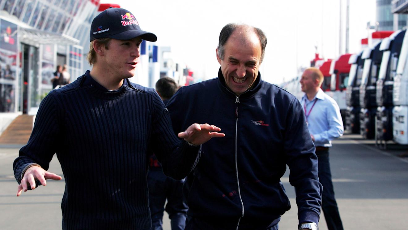 (L to R): Scott Speed (USA) Scuderia Toro Rosso talks with Franz Tost (AUT) Scuderia Toro Rosso Team Principal.
Formula One World Championship, Rd 5, European Grand Prix, Practice Day, Nurburgring, Germany, 5 May 2006. 
DIGITAL IMAGE
 © © Sutton Motorsport Images