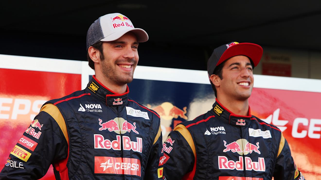 (L to R): Jean-Eric Vergne (FRA) Scuderia Toro Rosso and Daniel Ricciardo (AUS) Scuderia Toro Rosso. Scuderia Toro Rosso STR8 Launch, Jerez, Spain, Monday 4 February 2013. © Sutton Motorsport Images