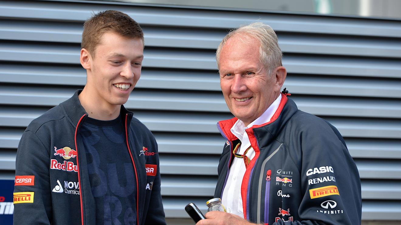 (L to R): Daniil Kvyat (RUS) Scuderia Toro Rosso and Dr Helmut Marko (AUT) Red Bull Motorsport Consultant.
Formula One World Championship, Rd8, Austrian Grand Prix, Qualifying, Spielberg, Austria, Saturday 21 June 2014. © Sutton Motorsport Images