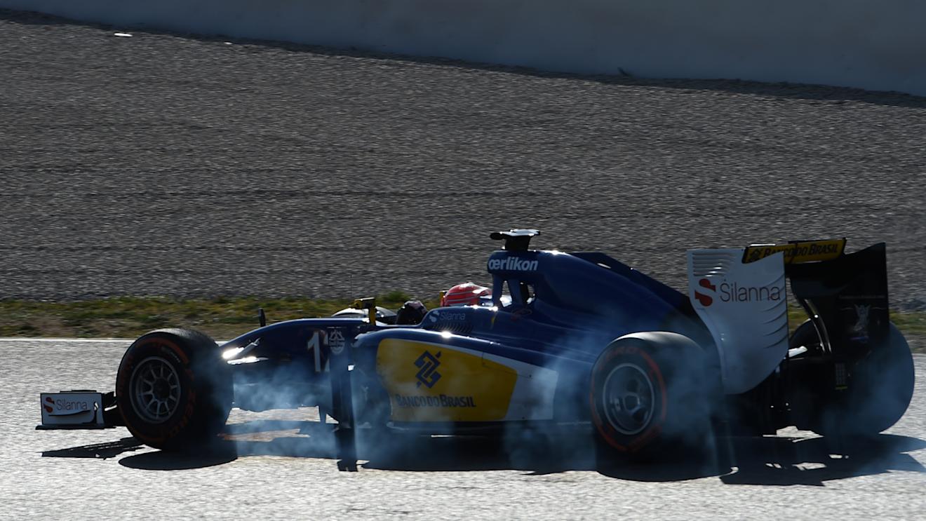 Felipe Nasr (BRA) Sauber C34 locks up at Formula One Testing, Day Four, Barcelona, Spain, 1 March 2015.