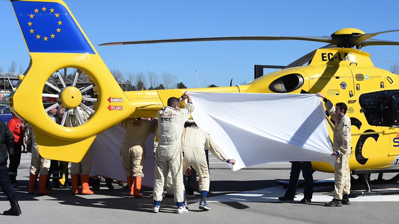 Fernando Alonso (ESP) McLaren is flown by helicopter to hospital after crashing at Formula One Testing, Day Four, Barcelona, Spain, 22 February 2015.
