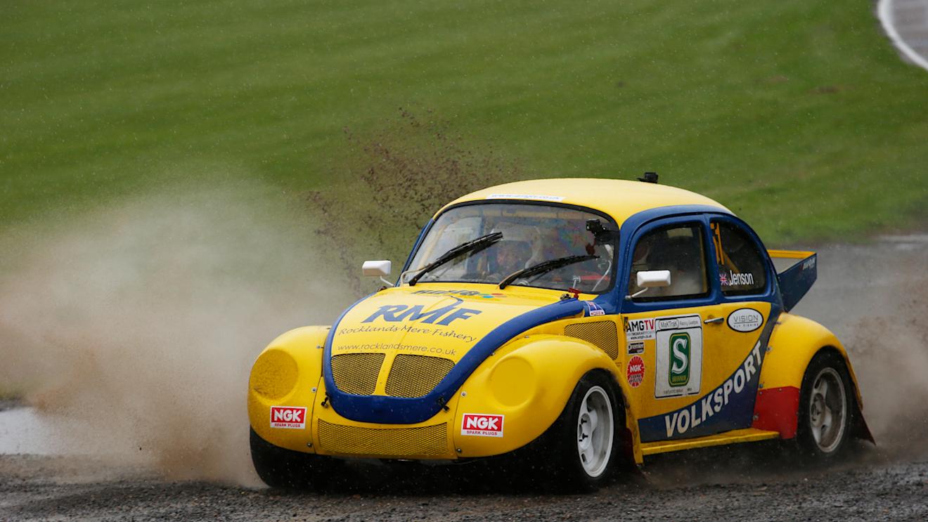 McLaren's Jenson Button samples a 1974 VW Beetle - similar to the car that his late father used to race in the British Rallycross Championship - at the UK's Lydden Hill circuit, home to the British round of the FIA World Rallycross Championship. © FIA World Rallycross Championship