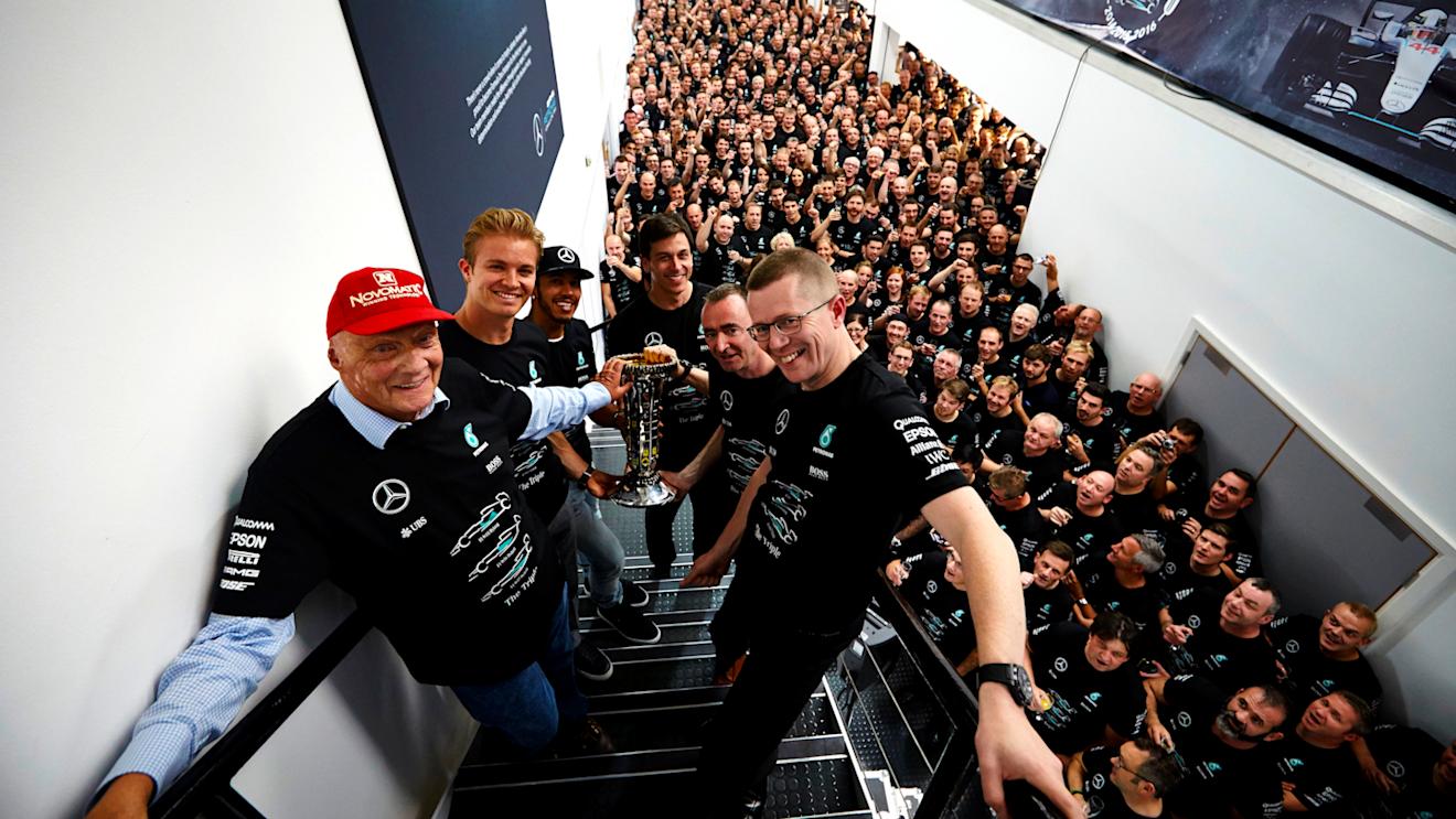 Mercedes celebrate their 2016 constructors' championship triumph ©  Mercedes-Benz Grand Prix Ltd.
