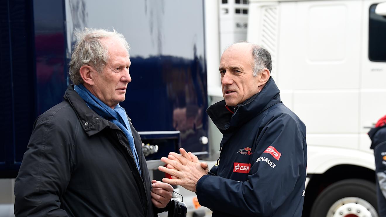 Helmut Marko (Red Bull adviser) and Franz Tost (Toro Rosso team principal) at Formula One Testing, Day Three, Barcelona, Spain, 21 February 2015.