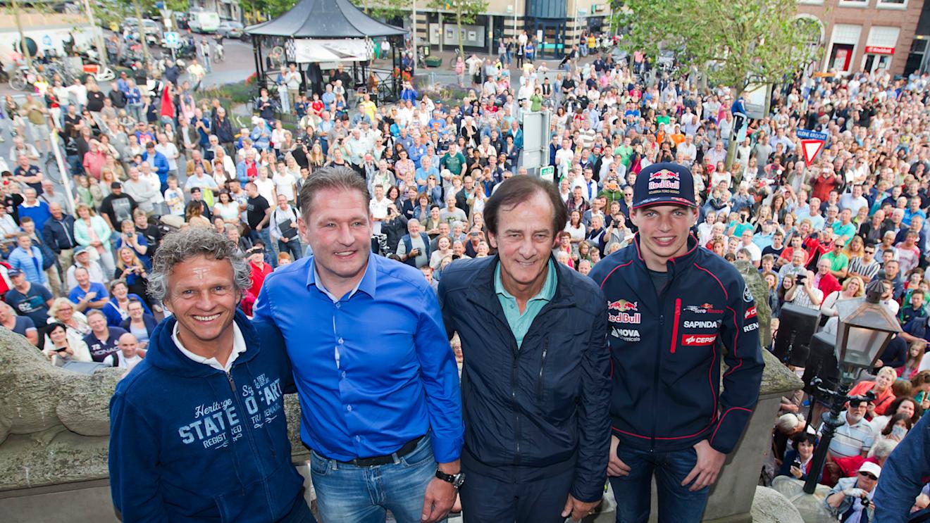 (L to R) Jan Lammers, Jos Verstappen, Arie Luyendyk and Max Verstappen © Chris Schotanus