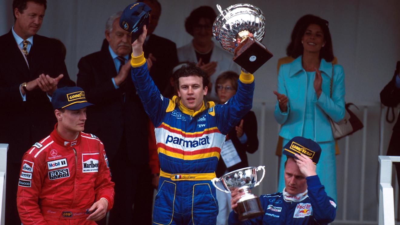 L to R: David Coulthard 2nd Winner Olivier Panis and Johnny Herbert 3rd
Monaco Grand Prix, Monte Carlo, 19th May 1996 © Sutton Motorsport Images