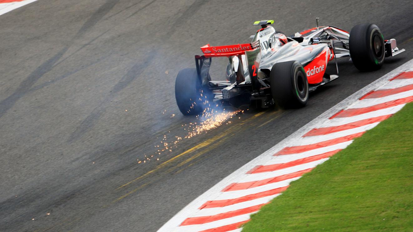 Heikki Kovalainen kicks up some sparks through Eau Rouge during the
2009 Belgian Grand Prix. © Sutton Motorsport Images