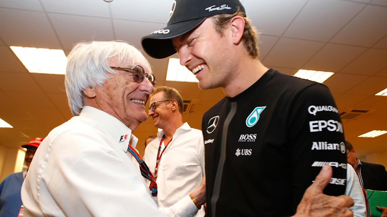 Spa-Francorchamps, Spa, Belgium. Friday 21 August 2015. Bernie Ecclestone, CEO and President, FOM, with Nico Rosberg, Mercedes AMG.
 © Steven Tee/LAT Photographic