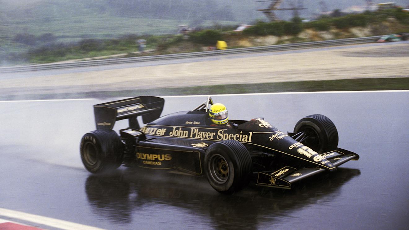 Ayrton Senna (BRA) Lotus 97T dominated the race in appalling conditions to claim his first Grand Prix victory. 
Portuguese Grand Prix, Estoril, 21 April 1985. © Sutton Motorsport Images