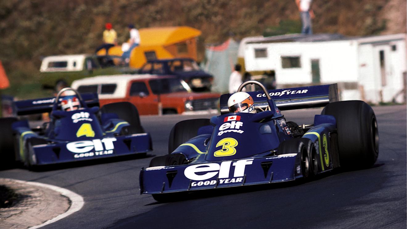 Fourth placed Jody Scheckter (RSA) Tyrrell P34, leads his team mate Patrick Depailler (FRA) Tyrrell P34, who finished in second position. Canadian Grand Prix, Mosport Park, 3 October 1976. © Sutton Motorsport Images