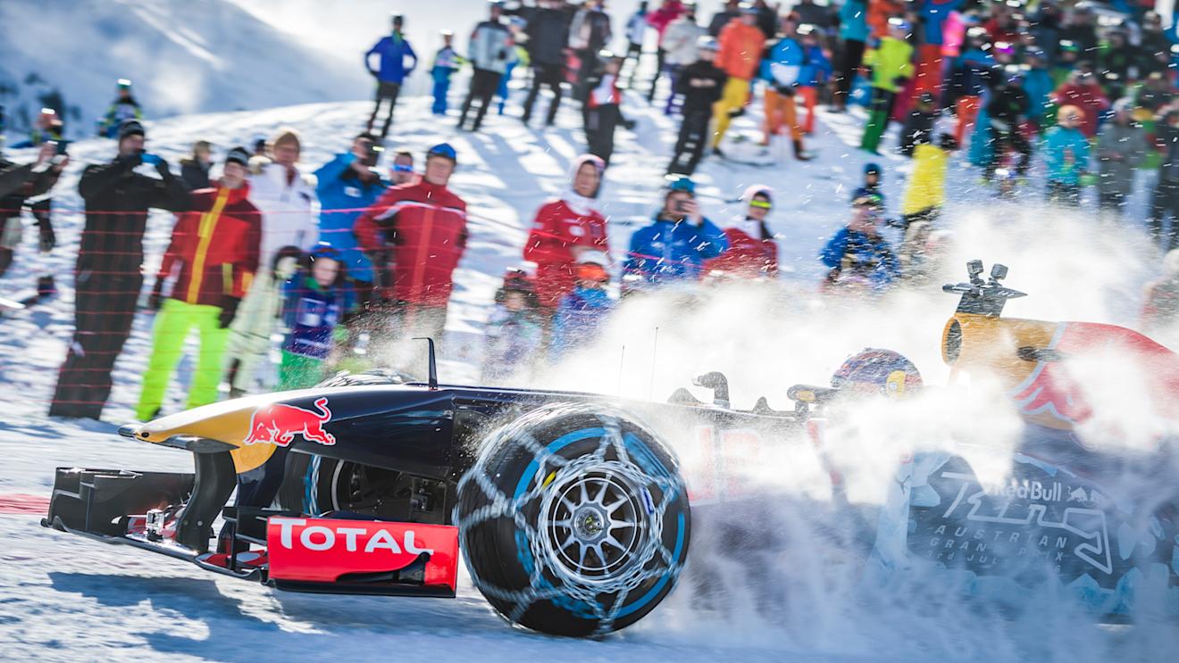 Max Verstappen performs during the F1 Showrun at the Hahnenkamm in Kitzbuhel, Austria on Jannuary 14, 2016. © Philip Platzer/Red Bull Content Pool