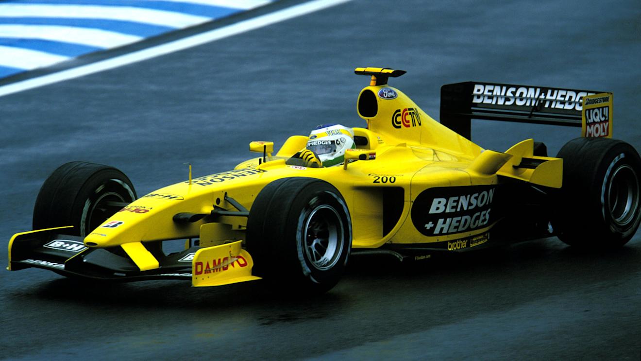 Giancarlo Fisichella (ITA), Jordan Ford EJ13, won the Brazilian Grand Prix, the 200th Formula One race for the Jordan team. Brazilian Grand Prix, Interlagos, Sao Paulo, Brazil. 6 April 2003. ©Sutton Motorsport Images