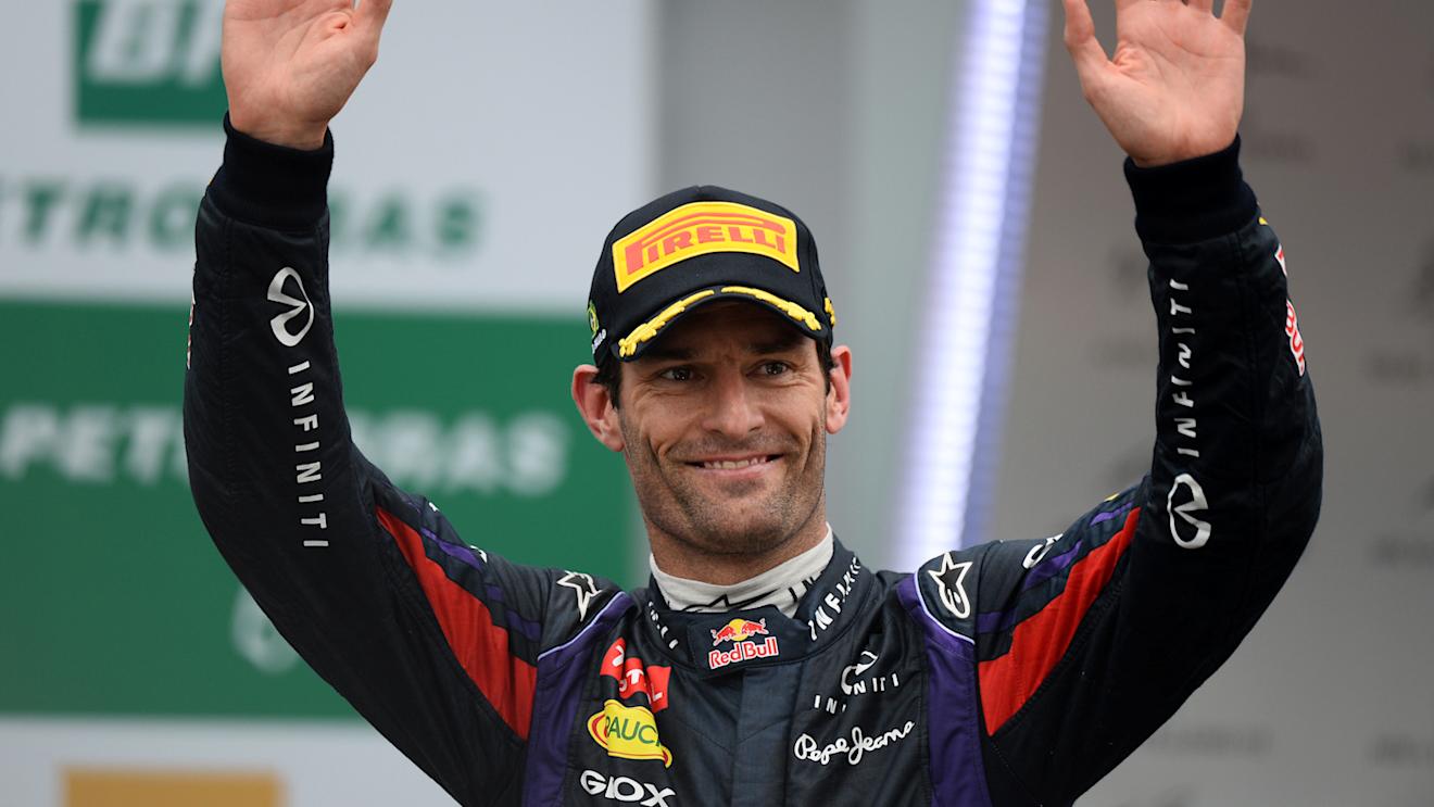 Second placed Mark Webber (AUS) Red Bull Racing on the podium.
Formula One World Championship, Rd19, Brazilian Grand Prix, Race, Sao Paulo, Brazil, Sunday 24 November 2013.
 © Sutton Motorsport Images