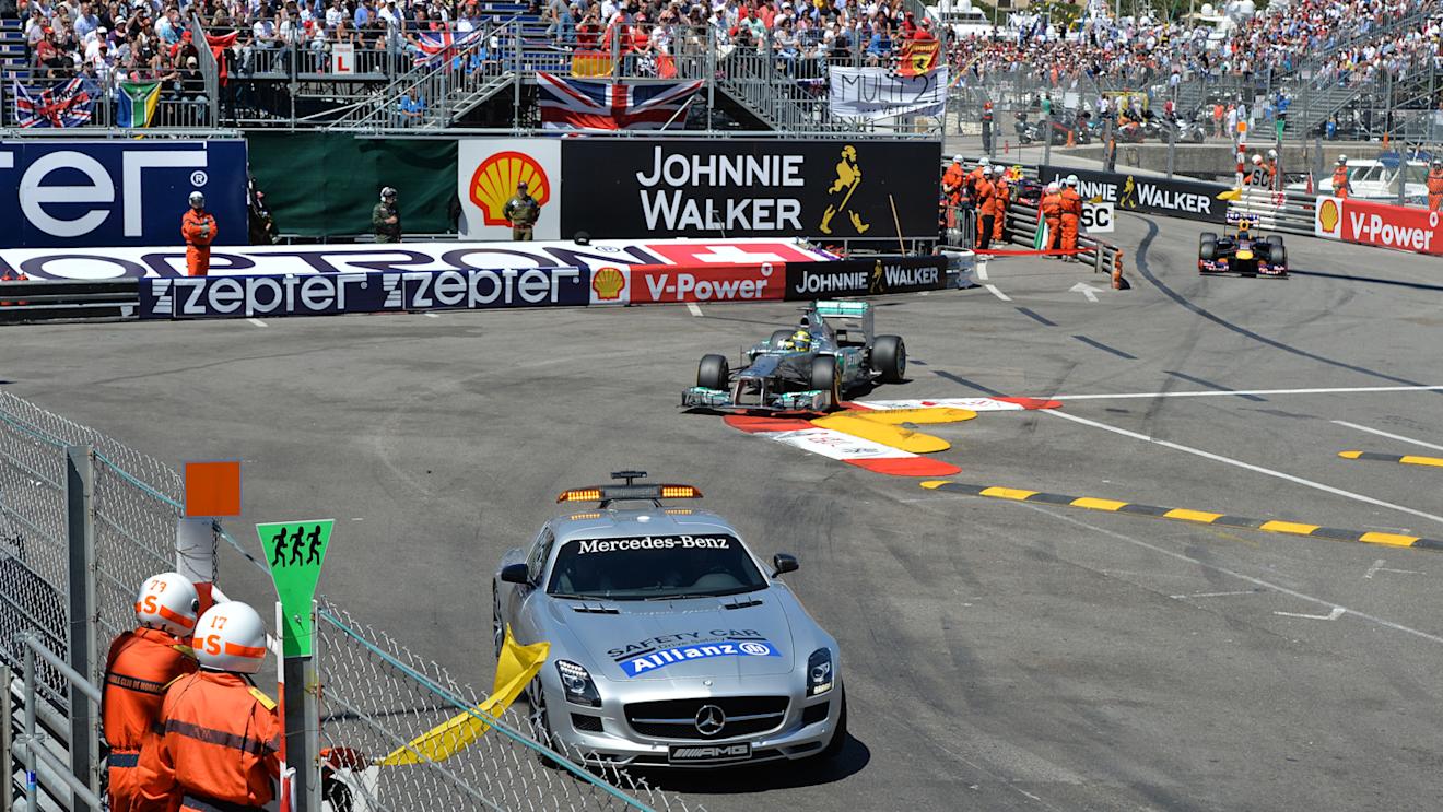 Nico Rosberg (GER) Mercedes AMG F1 W04 follows the safety car. Formula One World Championship, Rd6, Monaco Grand Prix, Race Day, Monte-Carlo, Monaco, Sunday, 26 May 2013