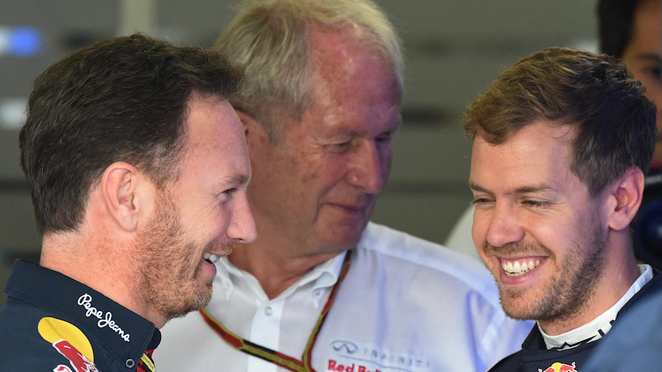 (L to R): Christian Horner (GBR) Red Bull Racing Team Principal, Dr Helmut Marko (AUT) Red Bull Motorsport Consultant and Sebastian Vettel (GER) Red Bull Racing.
Formula One World Championship, Rd15, Japanese Grand Prix, Qualifying, Suzuka, Japan, Saturday 4 October 2014.